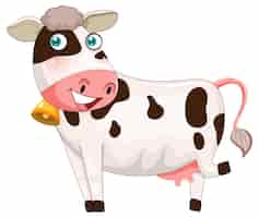 Bezpłatny wektor postać z kreskówki szczęśliwa krowa