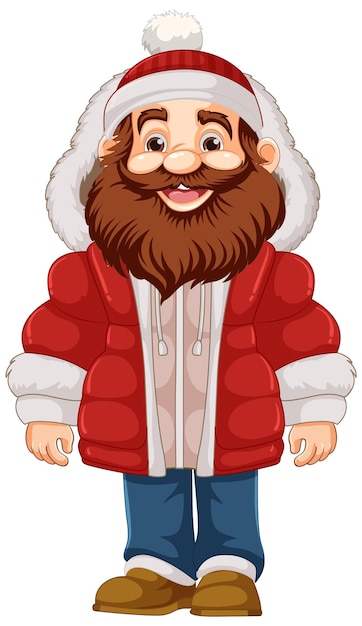 Bezpłatny wektor postać z kreskówki w zimowym stylu hoodie puffer jacket