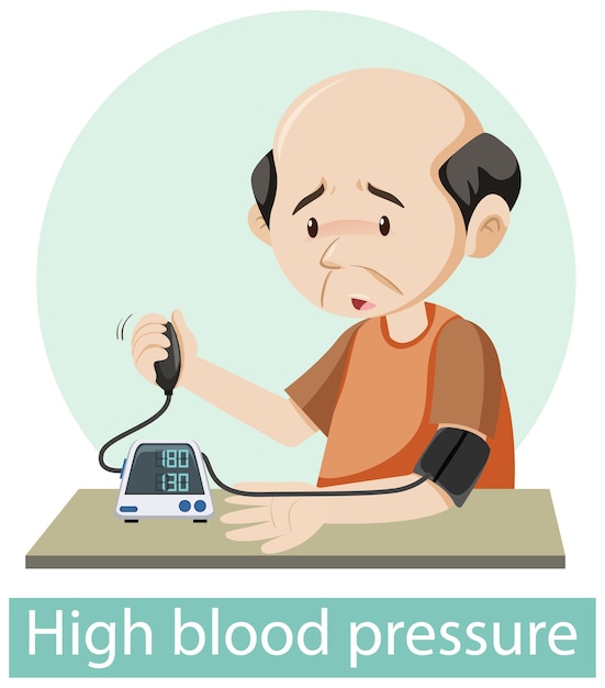 Bezpłatny wektor postać z kreskówki z objawami wysokiego ciśnienia krwi
