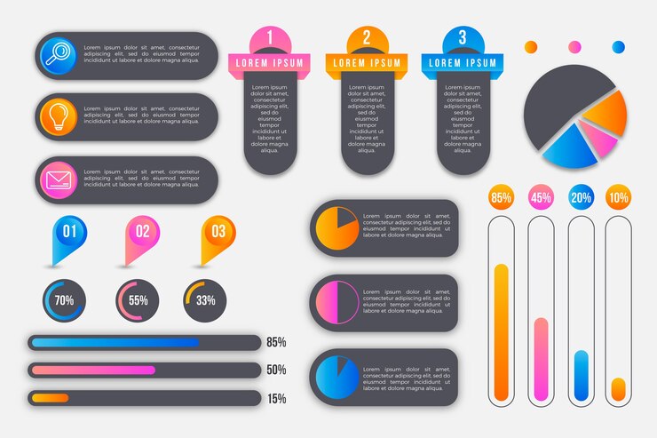 Bezpłatny plik Wektor postęp zbierania elementów infografiki
