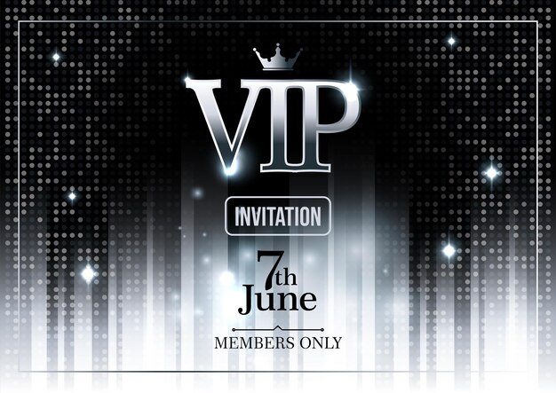 Poziomy plakat premium VIP club party ze srebrnymi kropkami i pionowymi liniami z edytowalną ilustracją wektorową z ozdobnym tekstem