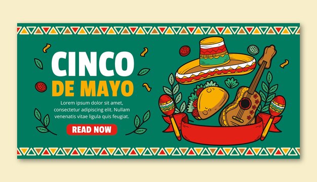 Poziomy szablon transparentu na obchody cinco de mayo