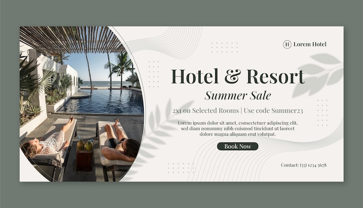 Bezpłatny plik Wektor poziomy szablon transparentu sprzedaży dla branży hotelarskiej