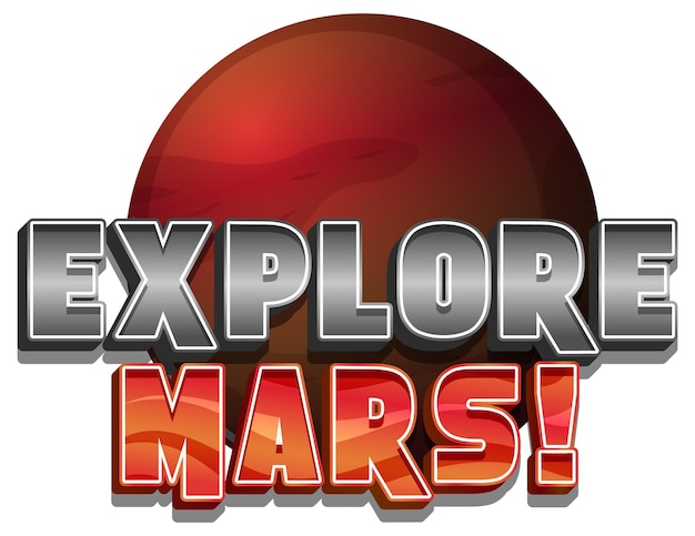 Bezpłatny wektor poznaj projekt logo słowa mars z planetą mars