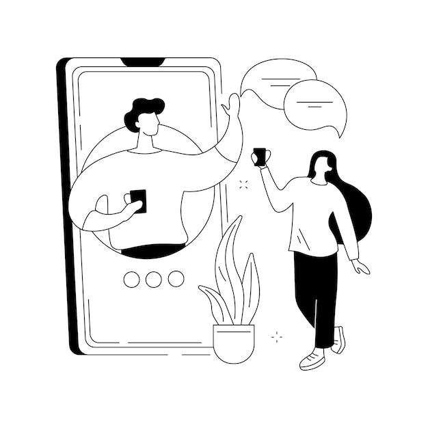 Pozostań w kontakcie z ludźmi abstrakcyjna koncepcja ilustracji wektorowych Samodzielna izolacja połączenia z mediami społecznościowymi przyjaciele spotkanie komunikacja online odległość społeczna zostań w domu abstrakcyjna metafora