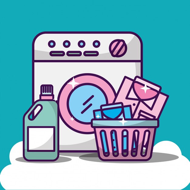 Pralniana cleaning ilustracja z pralką