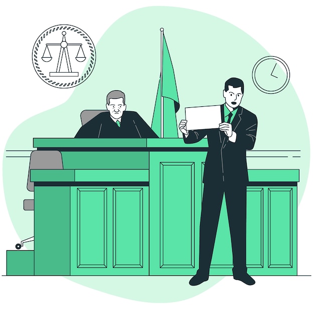Bezpłatny wektor prawnik w ilustracji koncepcji sądu