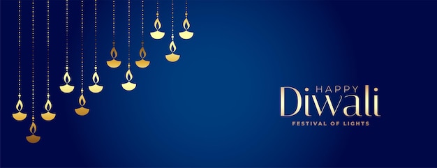 Bezpłatny wektor premium dekoracyjny złoty projekt banera diya