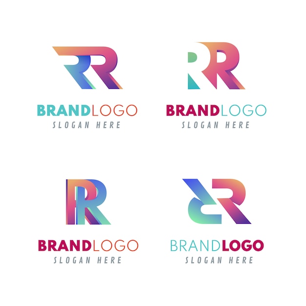 Bezpłatny wektor profesjonalny szablon logotypu rr