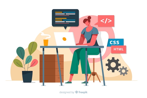 Bezpłatny wektor programista pracujący z css