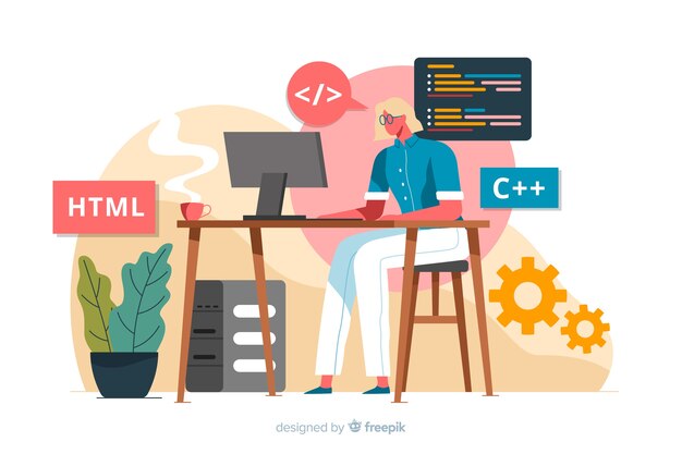 Programista pracujący z HTML