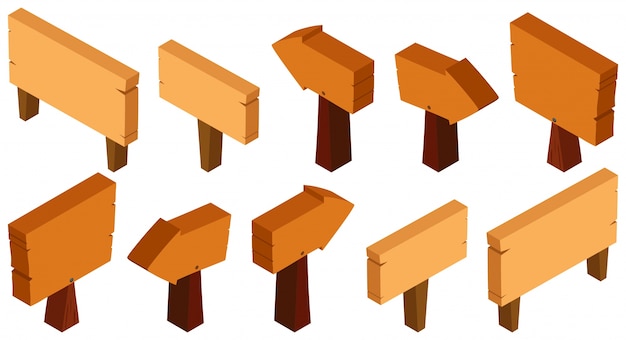 Bezpłatny wektor projekt 3d dla drewnianych znaków