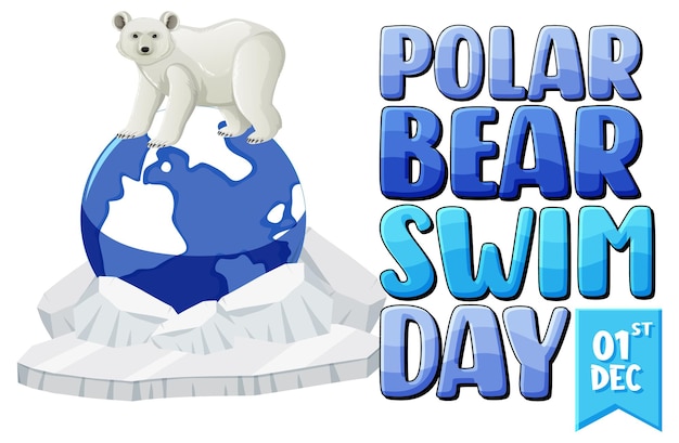 Bezpłatny wektor projekt banera na dzień pływania niedźwiedzia polarnego