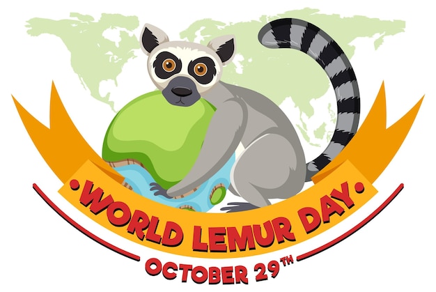 Bezpłatny wektor projekt banera światowego dnia lemura