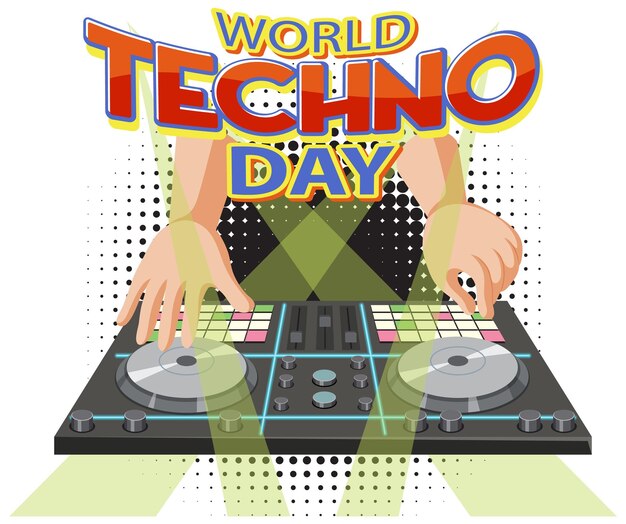 Projekt banera tekstowego światowego dnia techno