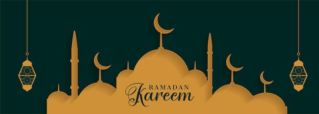 Projekt banera w stylu płaskiego papieru ramadan kareem