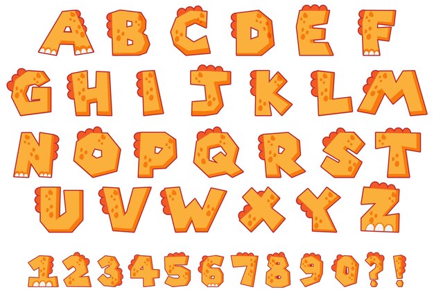 Projekt czcionki dla alfabetów i cyfr w języku angielskim