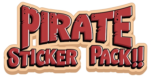 Bezpłatny wektor projekt czcionki ze słowem pirate sticker pack