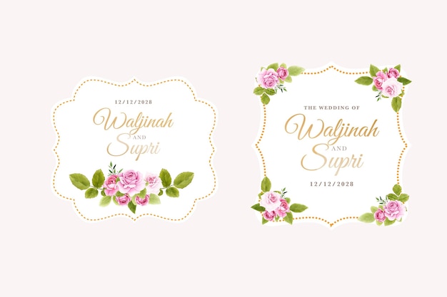 Bezpłatny wektor projekt etykiet kwiatowych różowych róż