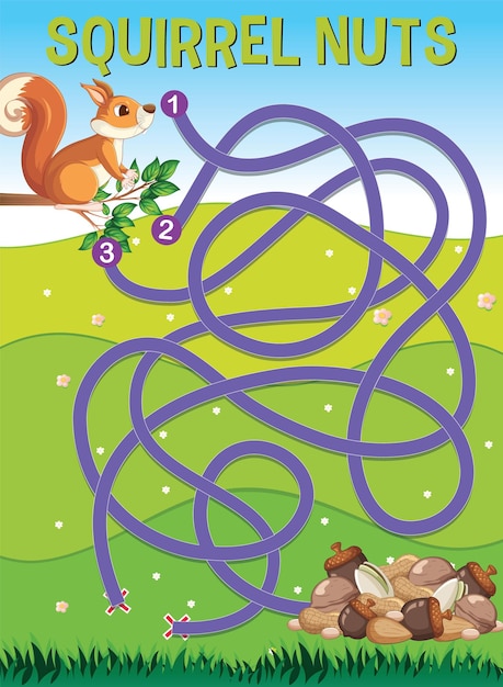 Bezpłatny wektor projekt gry z wiewiórką w tle ogrodu