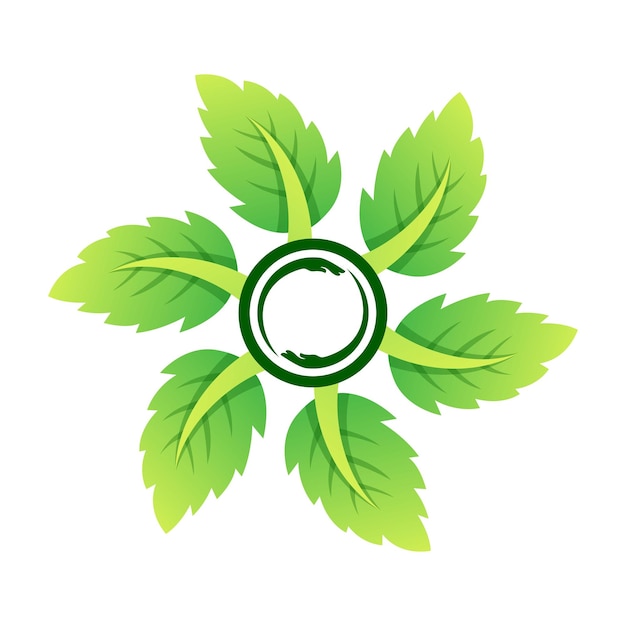 Bezpłatny wektor projekt ikony logo rolnika z liściem mięty