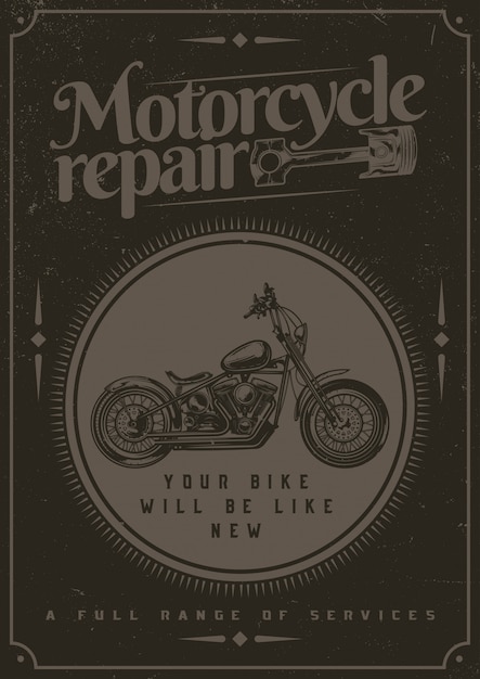 Bezpłatny wektor projekt koszulki lub plakatu z ilustracją przedstawiającą motocykl.