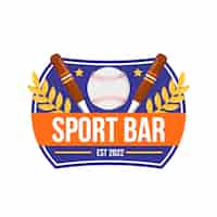 Bezpłatny wektor projekt logo baru sportowego o płaskiej konstrukcji