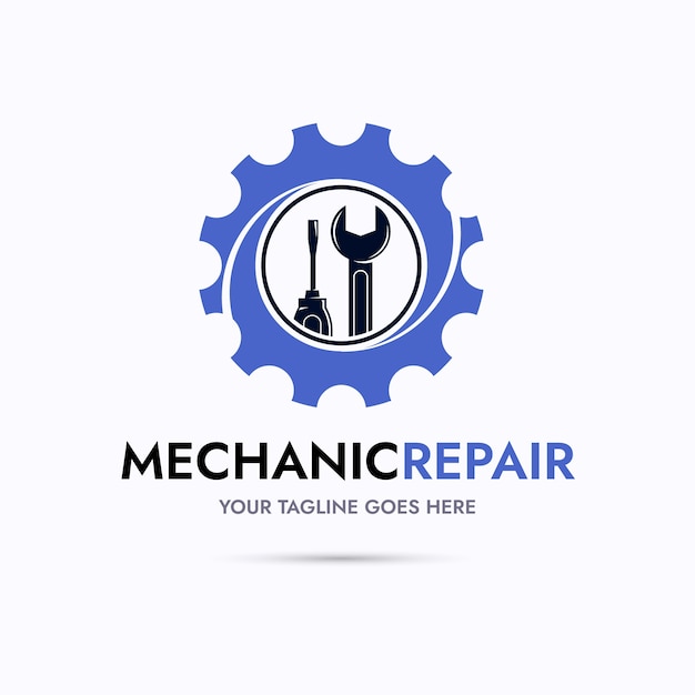 Bezpłatny wektor projekt logo naprawy mechanicznej