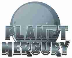 Bezpłatny wektor projekt logo słownego planet mercury ze statkiem kosmicznym