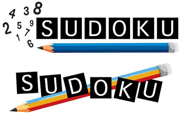 Bezpłatny wektor projekt logo sudoku z ołówkami