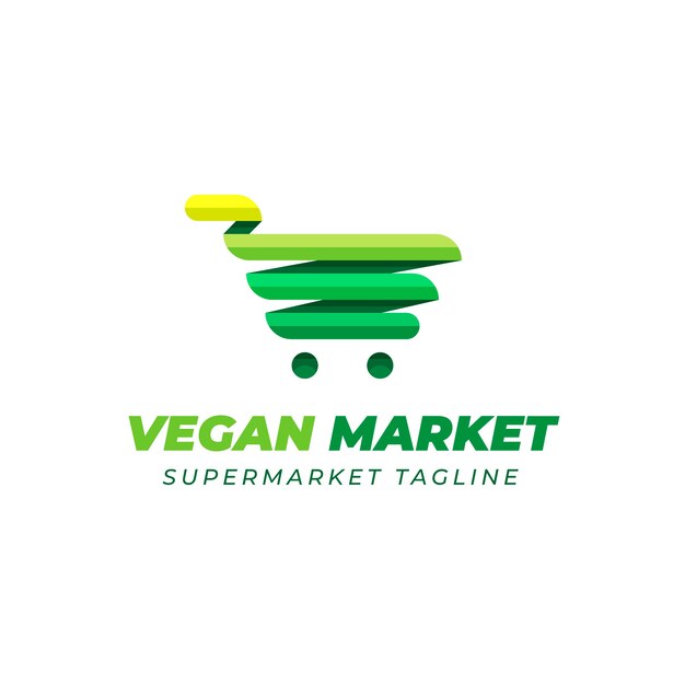 Projekt logo supermarketu z zielonym wózkiem
