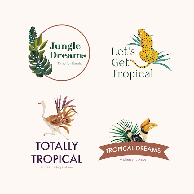 Projekt Logo Z Tropikalną Współczesną Koncepcją Brandingu I Marketingu Akwareli