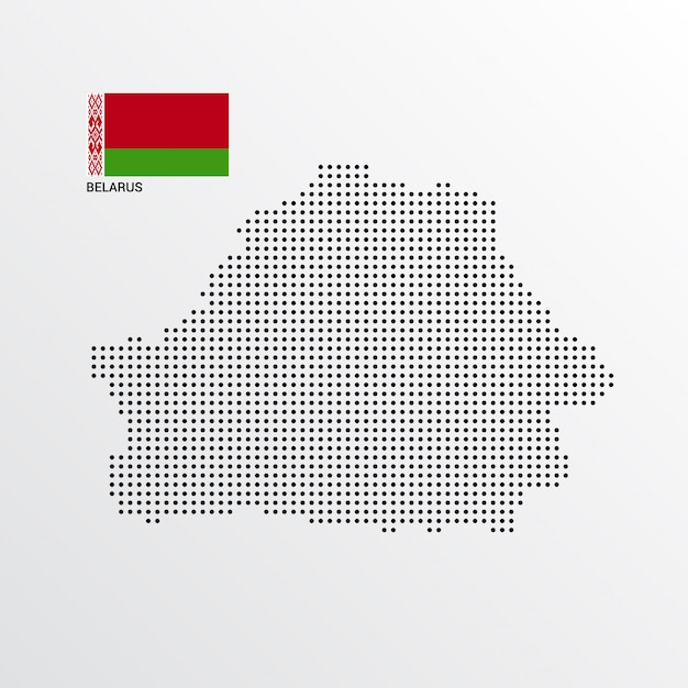 Bezpłatny wektor projekt mapy białorusi z flagą i tło wektor światło