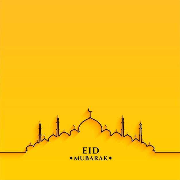 Projekt meczetu linii Eid Mubarak na żółtym tle