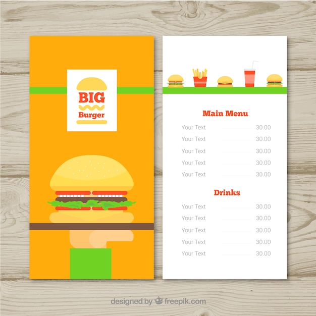 Bezpłatny wektor projekt menu burger