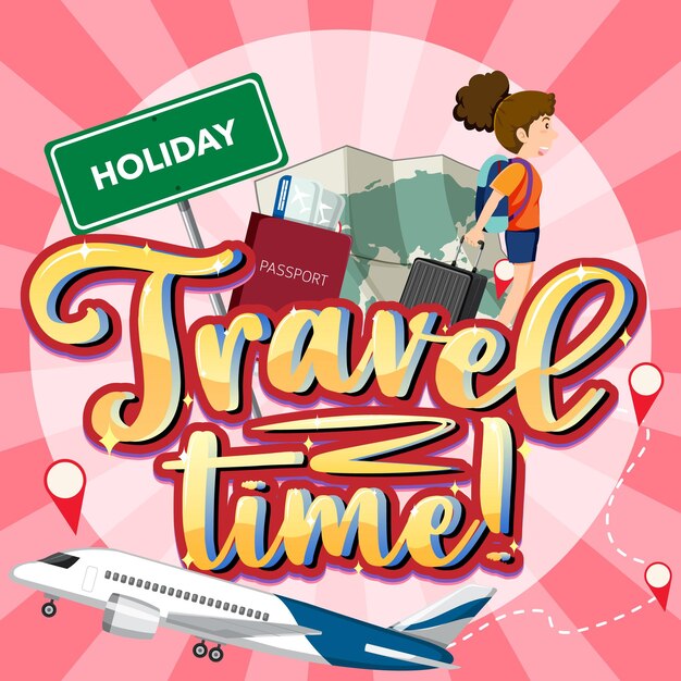 Projekt napisów Travel Time z obiektami podróżnymi