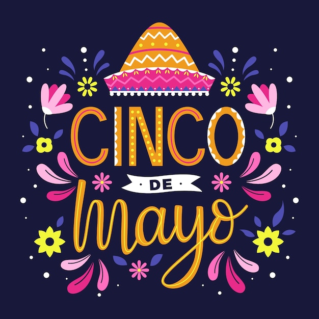 Bezpłatny wektor projekt napisu cinco de mayo