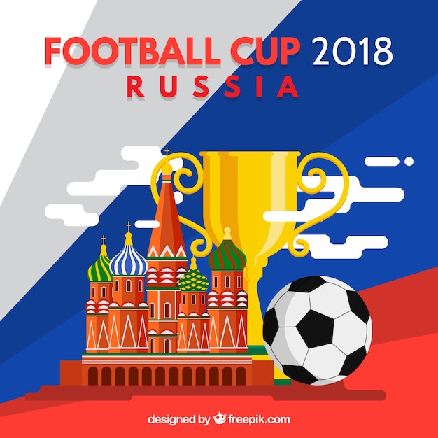 Bezpłatny wektor projekt piłki nożnej 2018 z trofeum