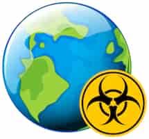 Bezpłatny wektor projekt plakatu dla motywu koronawirusa ze znakiem zagrożenia biologicznego na ziemi