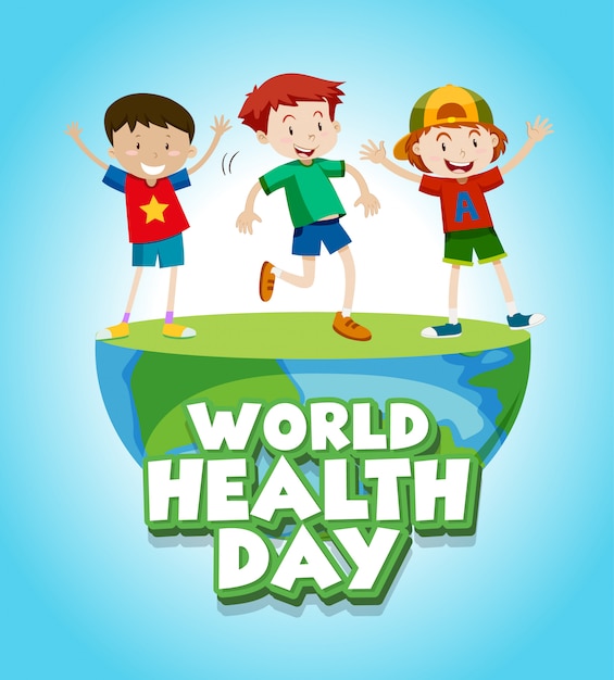 Projekt Plakatu Na światowy Dzień Zdrowia Ze Szczęśliwymi Dziećmi