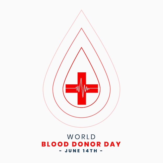 Bezpłatny wektor projekt plakatu w stylu linii światowego dnia krwiodawstwa