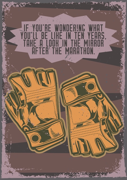 Bezpłatny wektor projekt plakatu z ilustracją rękawiczek turystycznych
