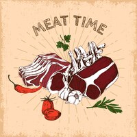 Bezpłatny wektor projekt ręka czas mięsa