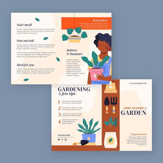 Bezpłatny wektor projekt szablonu broszury ogrodniczej