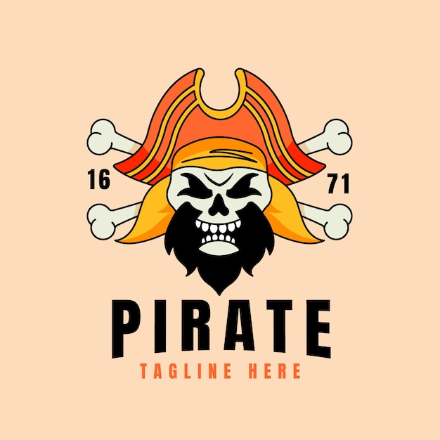 Bezpłatny wektor projekt szablonu logo pirata