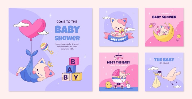 Bezpłatny wektor projekt szablonu prysznica dla niemowląt