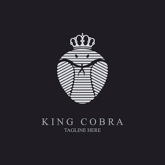 Projekt szablonu stylu linii logo king cobra crown dla marki lub firmy i innych