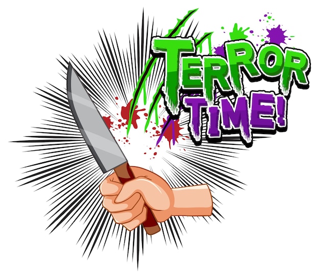 Projekt tekstu czasu terroru z nożem w dłoni