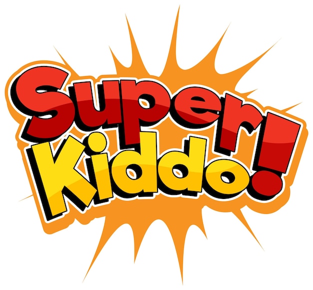 Bezpłatny wektor projekt tekstu logo super kiddo