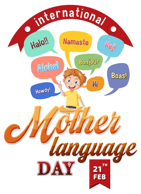 Bezpłatny wektor projekt transparentu międzynarodowego dnia języka ojczystego